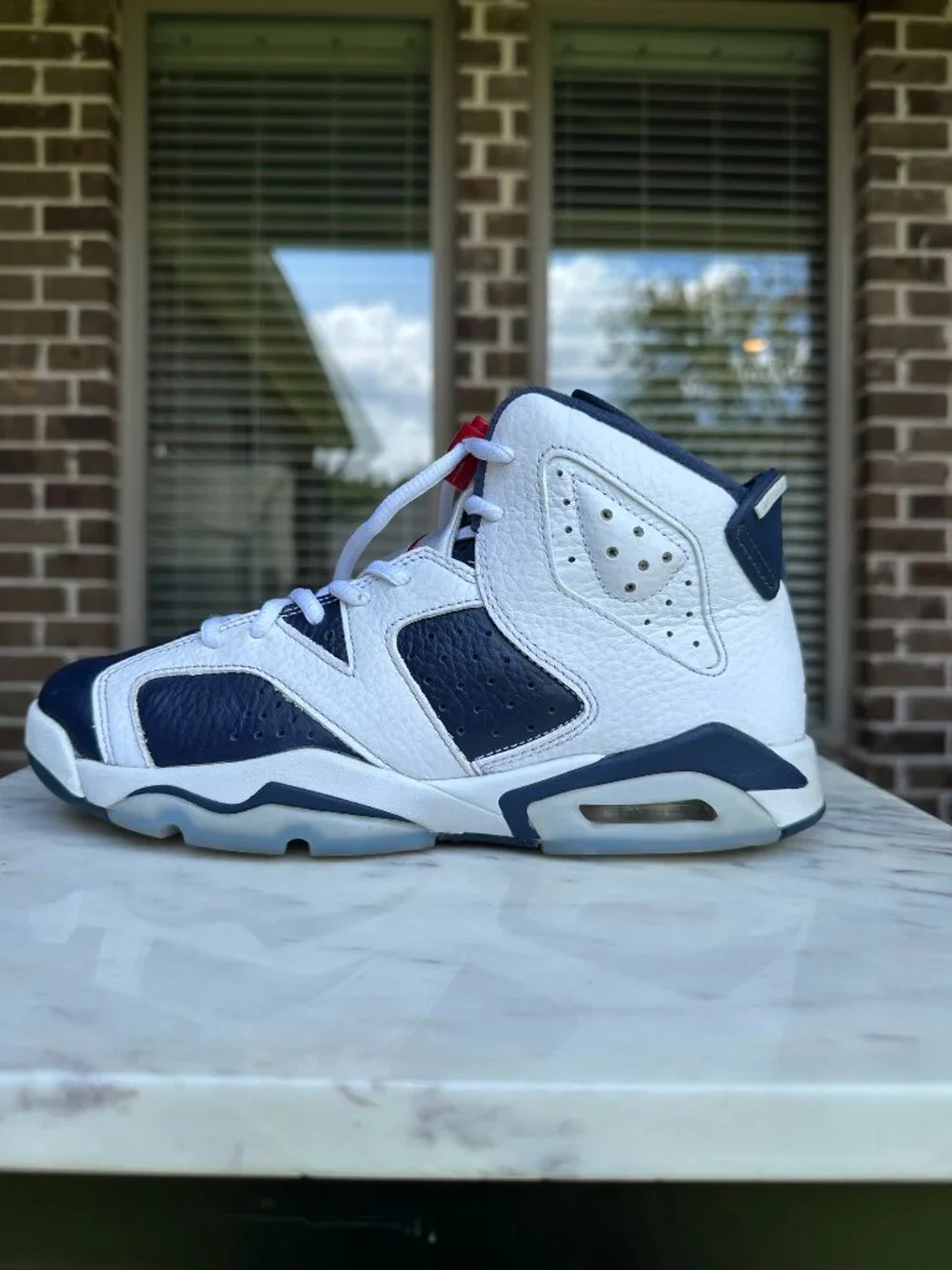 Nike Jordan 6 Retro Olympic High Top Sneakers White Navy Women Sz 8 Men Sz 6.5